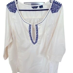 - Eddie Bauer cotton embellished embroidered boho weekend top in size 1X